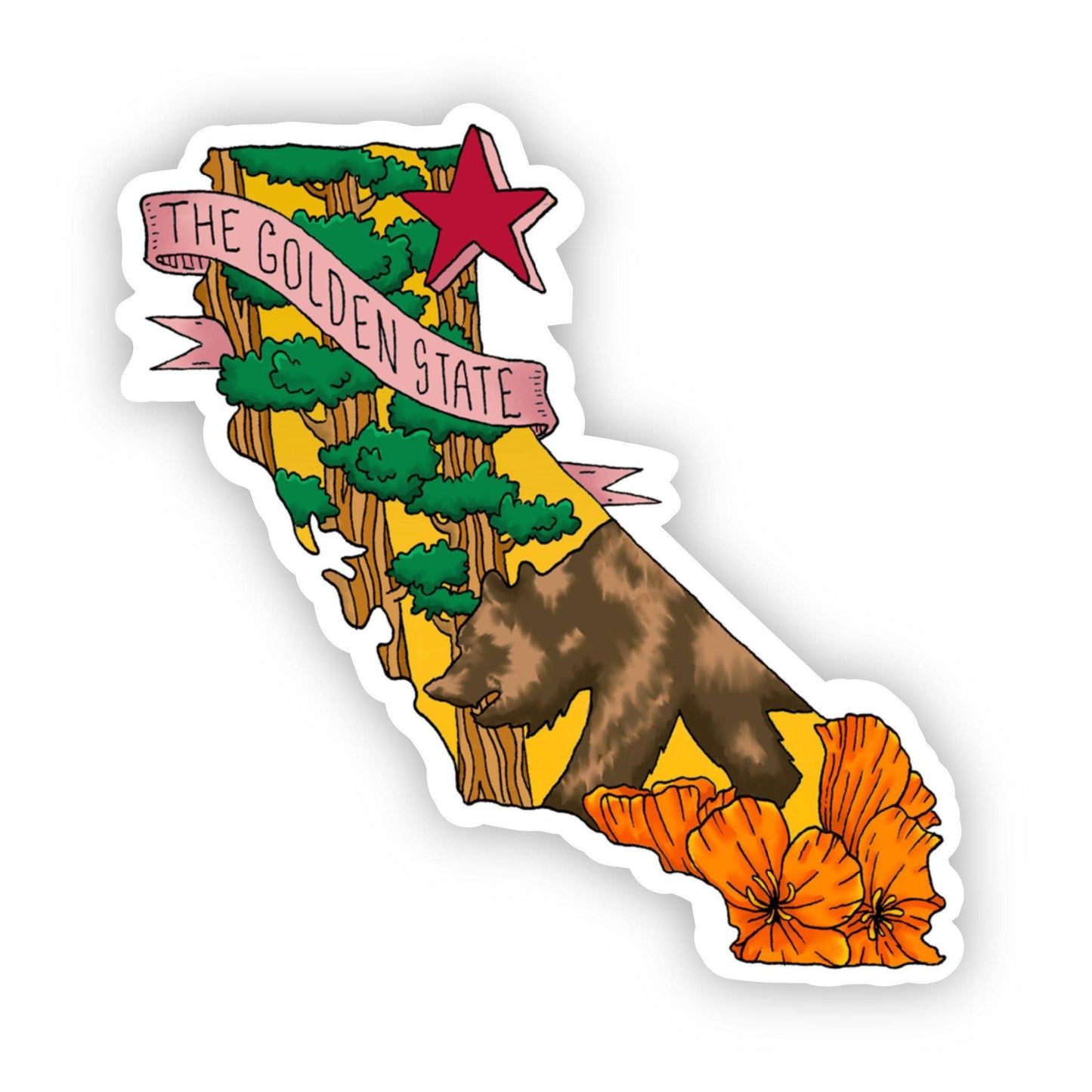 The Golden State Bear Sticker - Cali