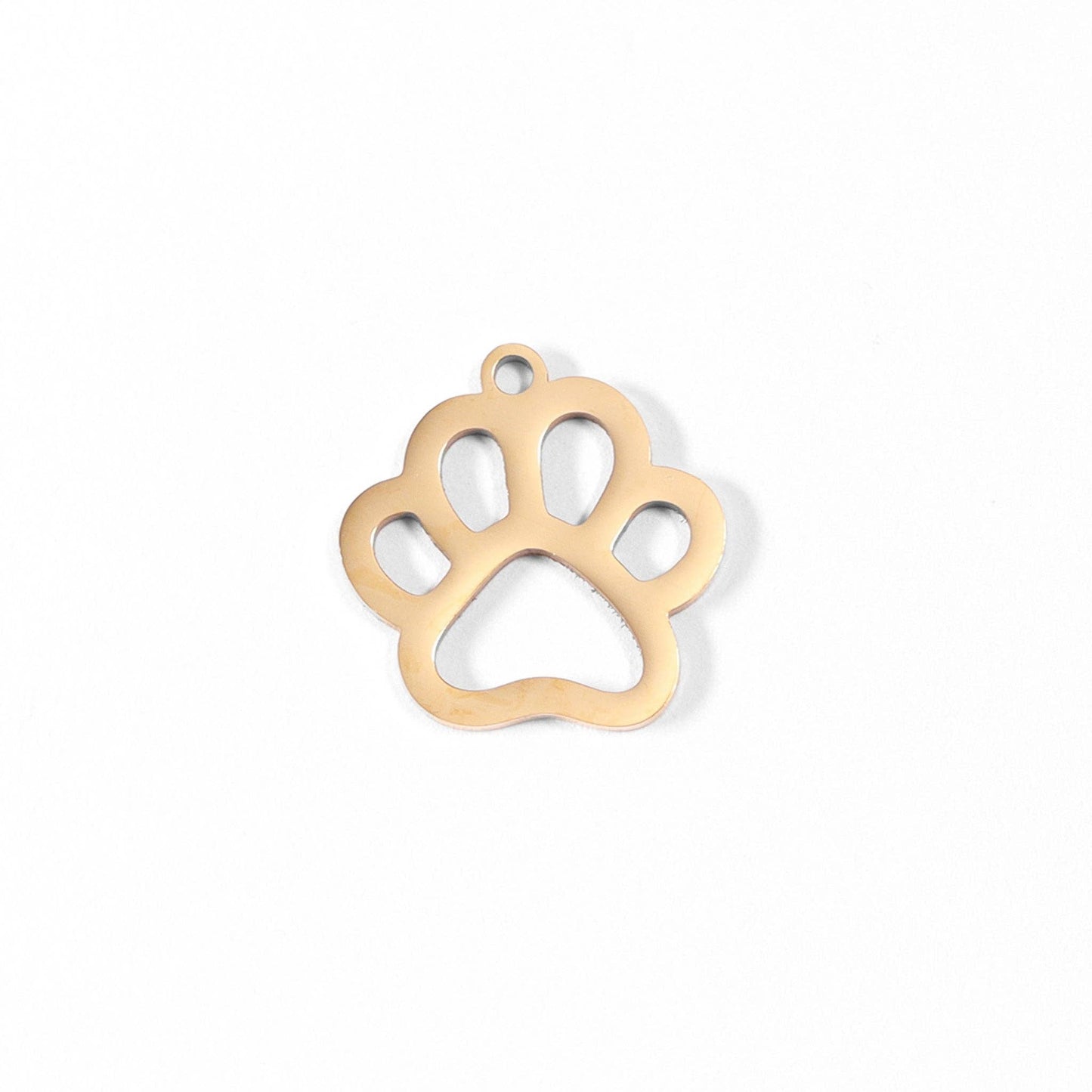 18K Gold PVD Stainless Steel Paw Print Charm