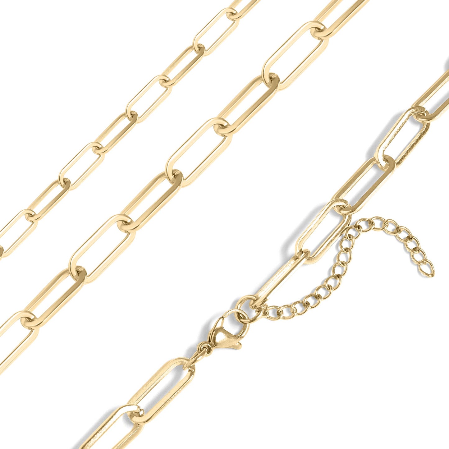 18K Gold PVD Paperclip Necklace 14"