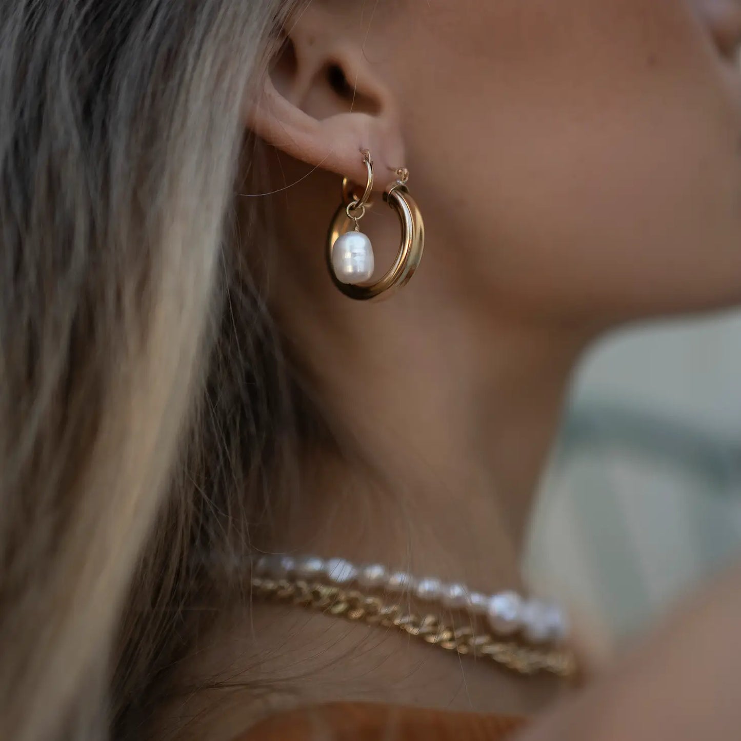 Gold Filled Alina Pearl Hoops