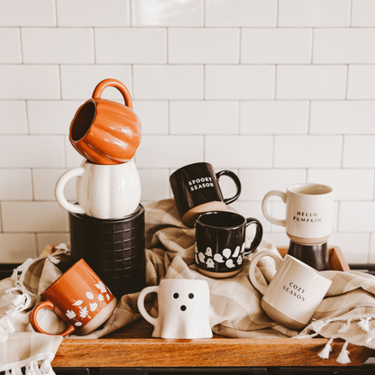 Ghost Pattern Stoneware Coffee Mug - Halloween Decor