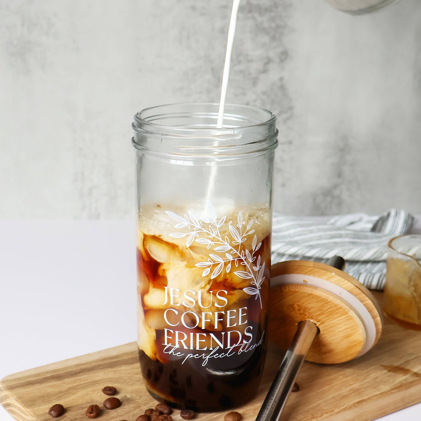 Jesus, Coffee and Friends Glass Tumbler