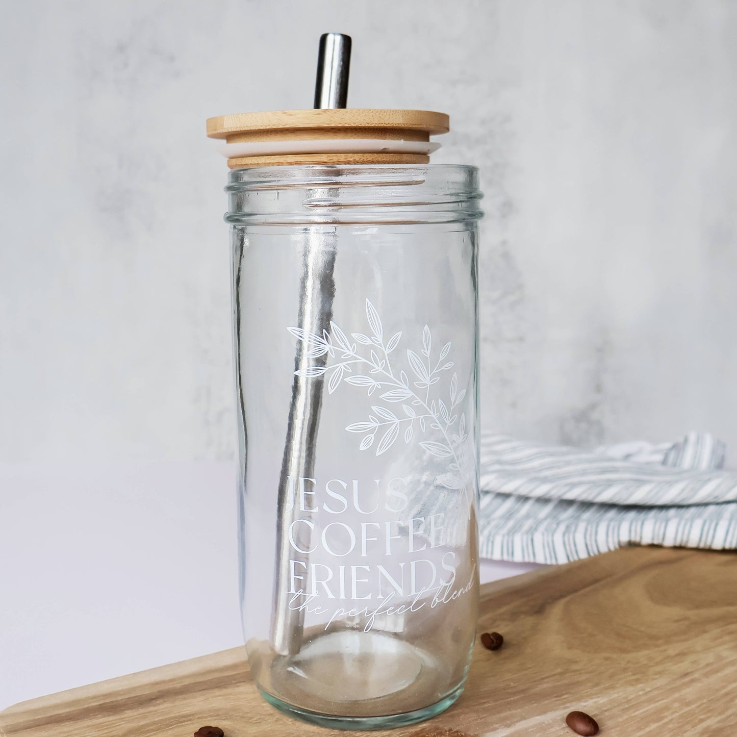 Jesus, Coffee and Friends Glass Tumbler