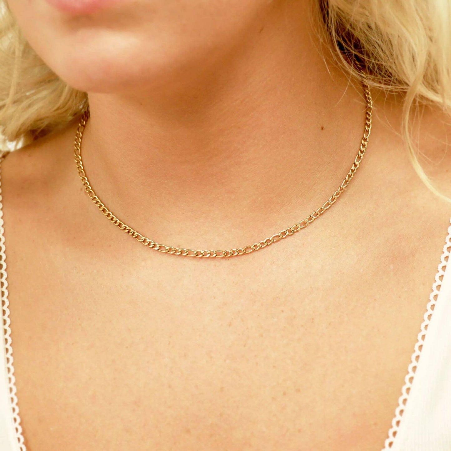 18K Gold Figaro Chain Necklace