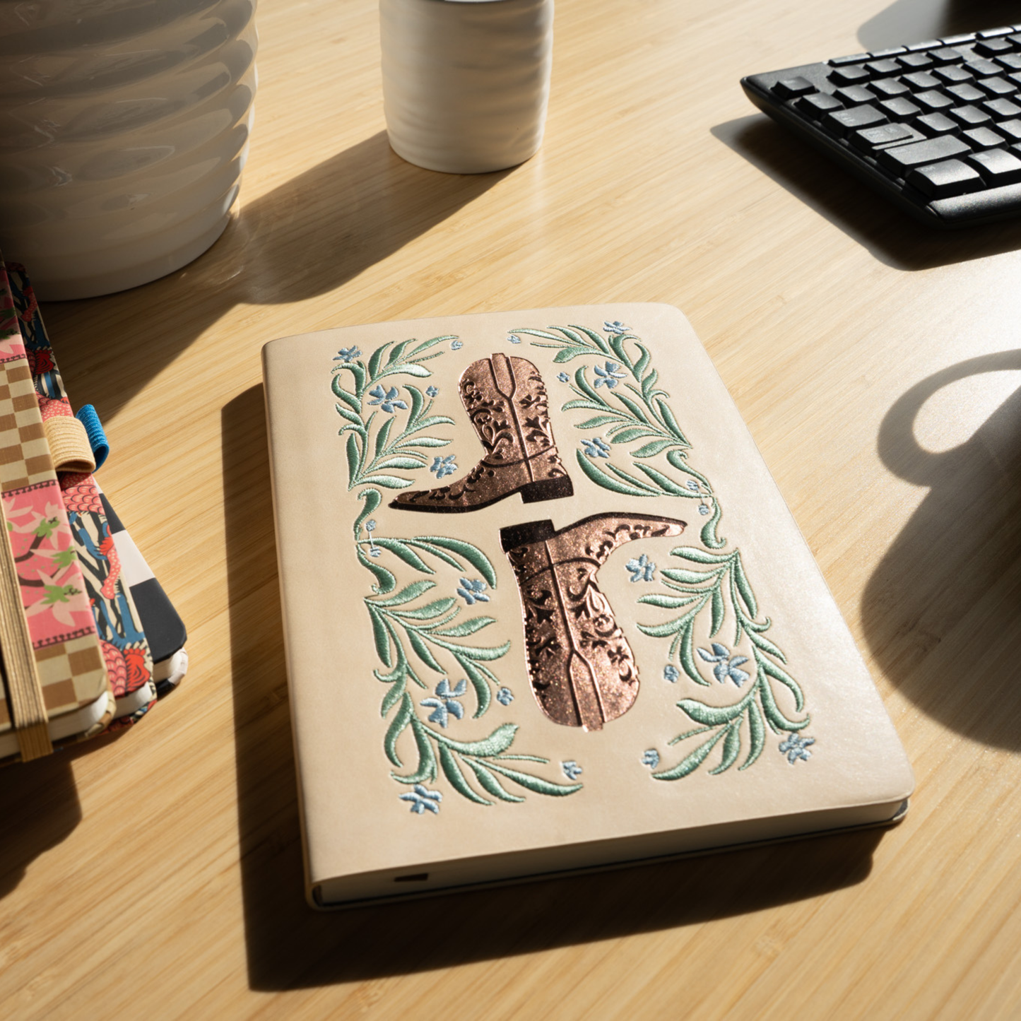 Two Boots Embroidered Journal Notebook