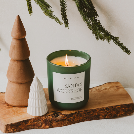 Santa's Workshop 15 oz Soy Candle, Green Matte Jar