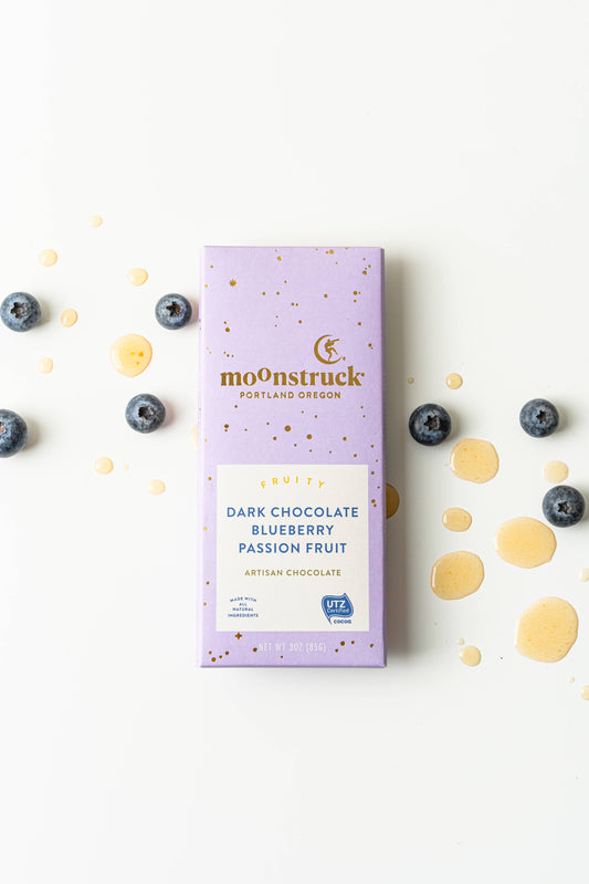 Fruity  Dark Chocolate Blueberry Passion Fruit Bar