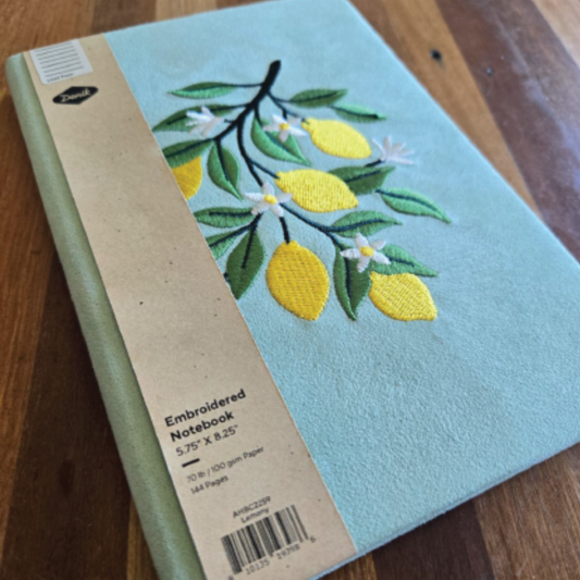 Lemon Embroidered Journal Notebook