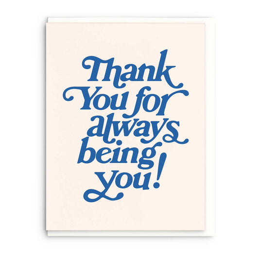 Being You, Letterpress Thank You Greeting Card