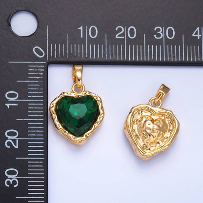 Green CZ Hammered Pendant
