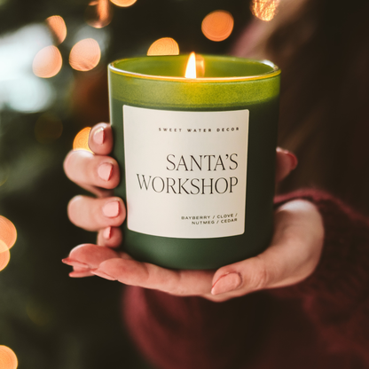 Santa's Workshop 15 oz Soy Candle, Green Matte Jar