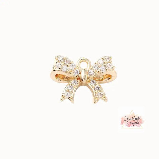 Sparkling Bow Charm Gold Filled