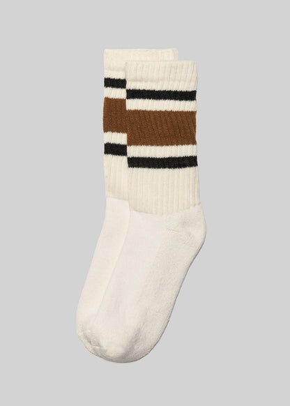The Retro Stripe: Grey heather/brown / One Size