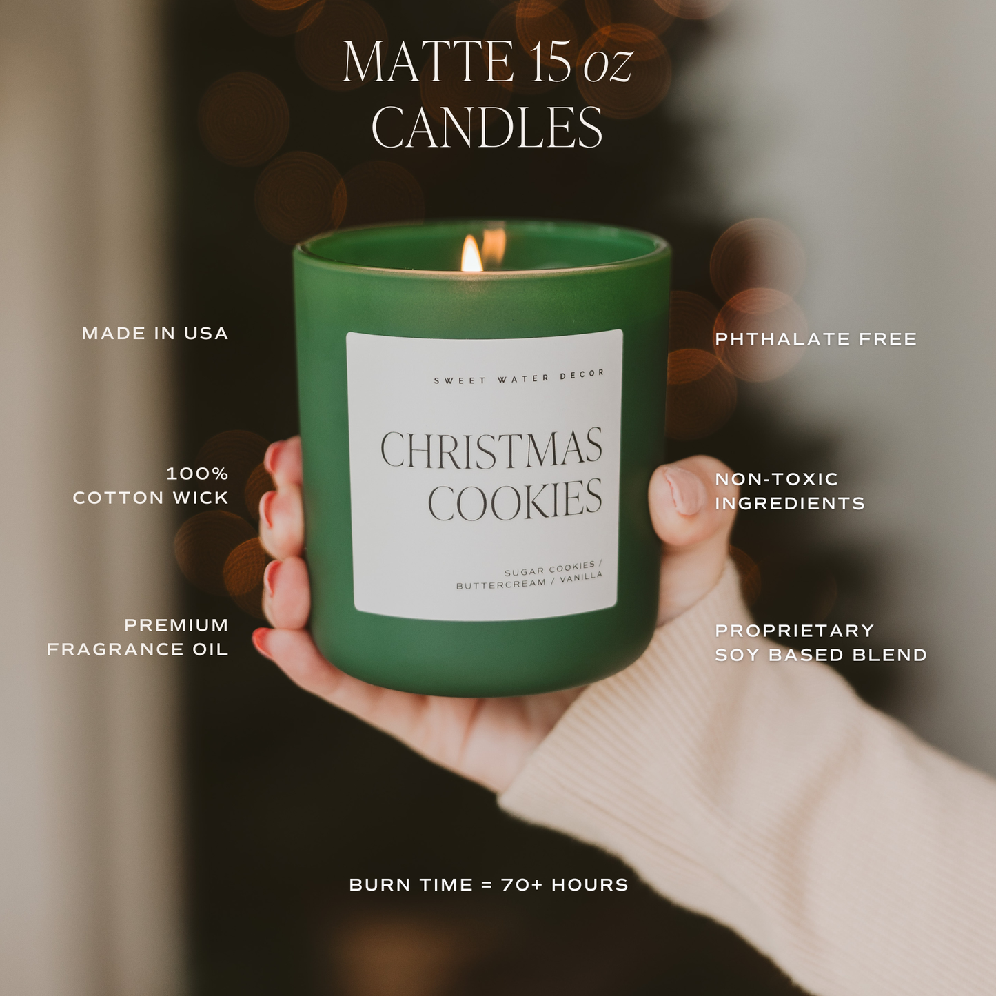 Santa's Workshop 15 oz Soy Candle, Green Matte Jar