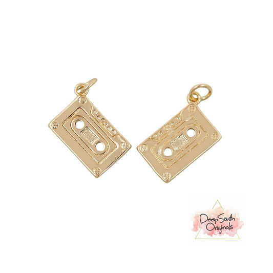 Cassette Tape Charm Gold Filled