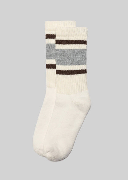 The Retro Stripe: Grey heather/brown / One Size