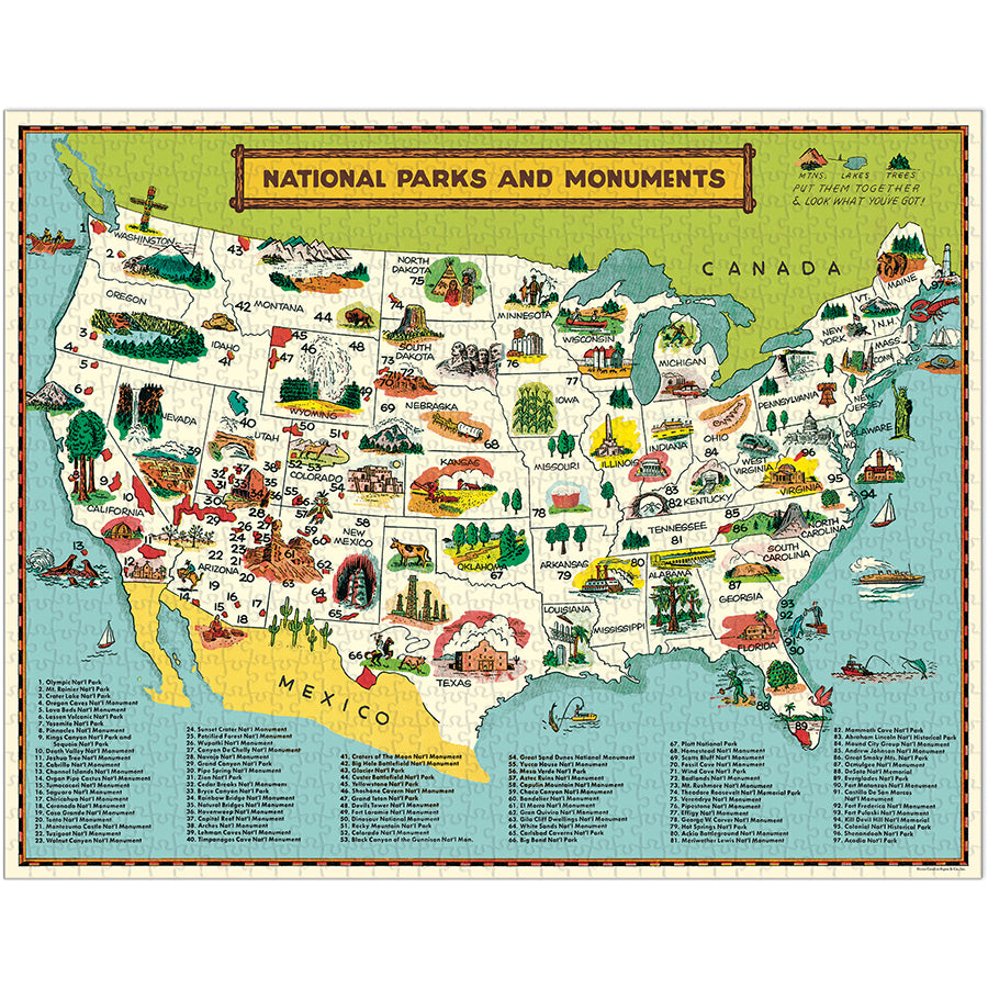 National Parks Map 1000 Piece Puzzle
