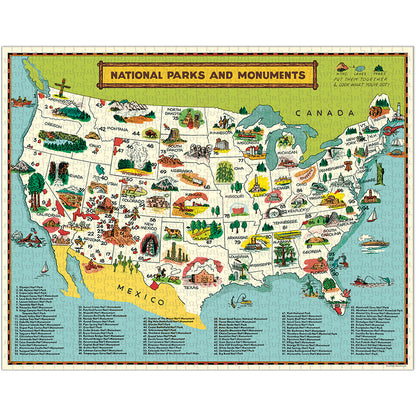 National Parks Map 1000 Piece Puzzle