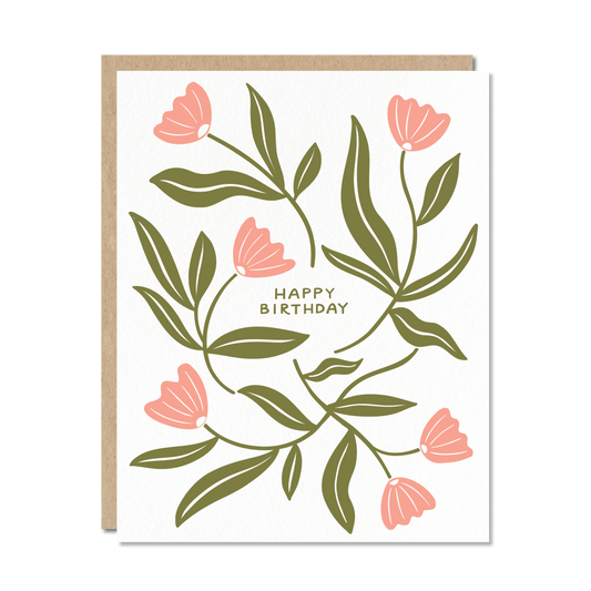Abstract Flowers Birthday Greeting Card