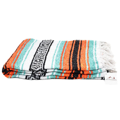 Mint and Orange Mexican Falsa Yoga Blanket