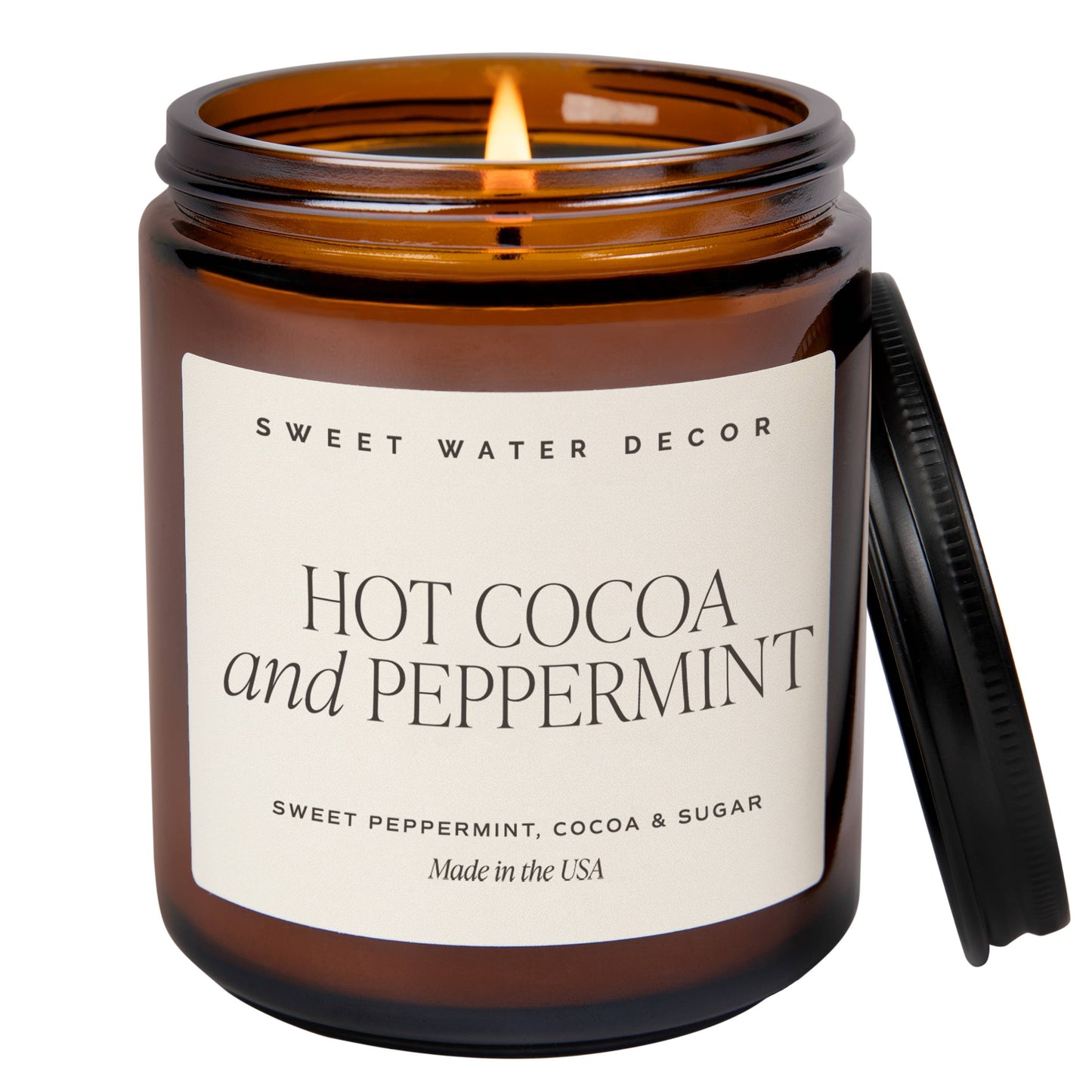 Hot Cocoa and Peppermint 9 oz Soy Candle - Home Decor, Gifts