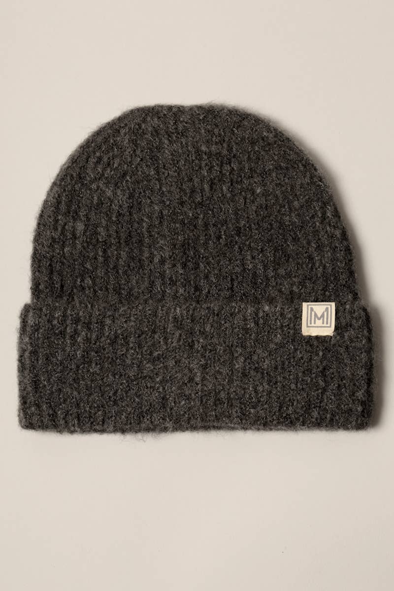 Charcoal Soft Ribbed Knit Beanie