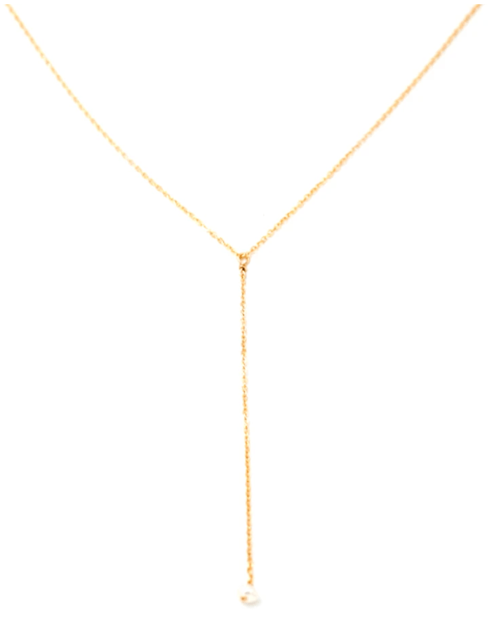 Dainty Pearl Lariat Necklace