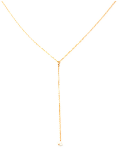 Dainty Pearl Lariat Necklace