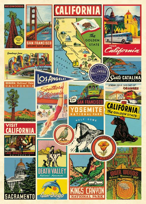 California Collage Vintage Poster 20x28
