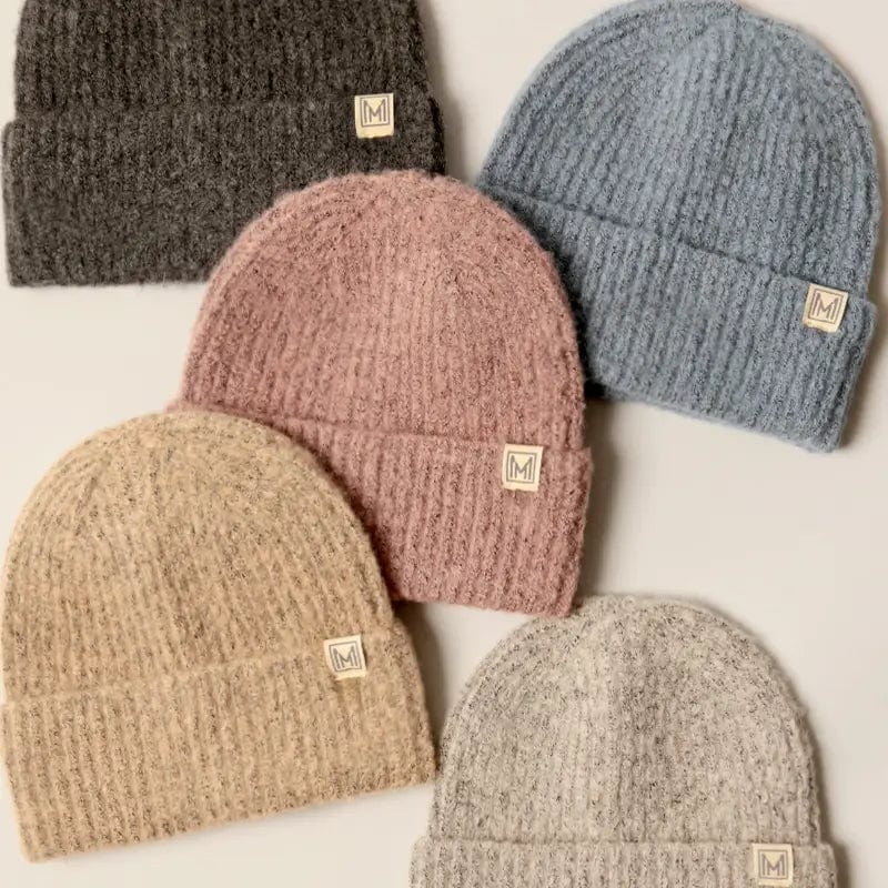 Beige Soft Ribbed Knit Beanie