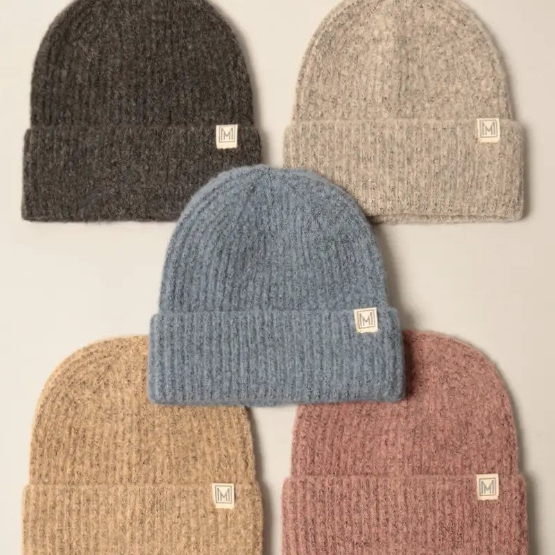 Beige Soft Ribbed Knit Beanie