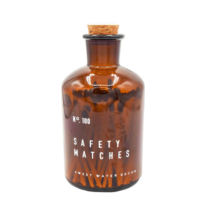 Black Safety Matches - Medium Amber Apothecary Jar